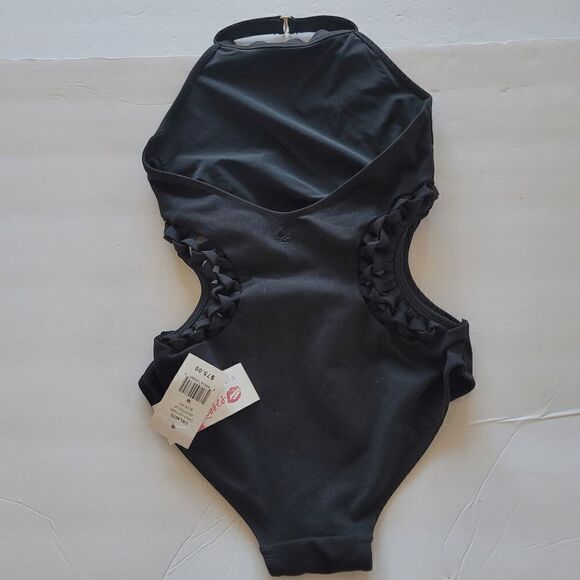 California Kisses black one piece open sides swimwear juniors size M fits S - Picture 2 of 6